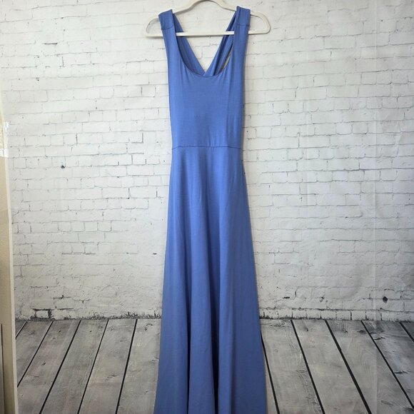 Pact Sleeveless Fit N Flare Openback Maxi Dress Size M Periwinkle Blue NEW - Picture 2 of 11